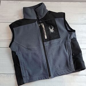 Kids Size XS Spyder fleece vest in grey and black